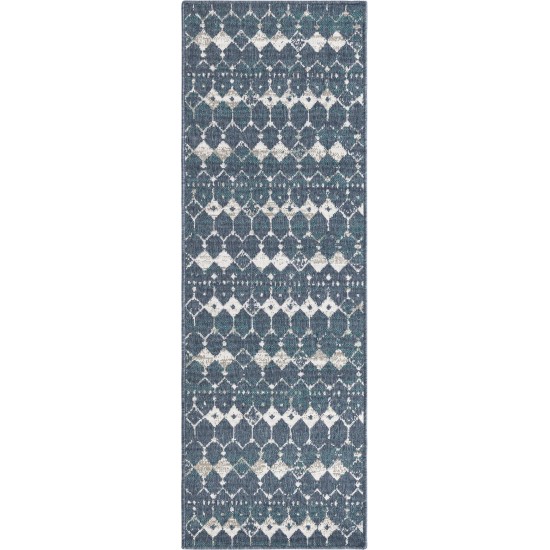 Rug Unique Loom Outdoor Trellis Navy Blue Runner 2' 0 x 6' 0