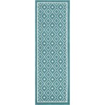 Rug Unique Loom Outdoor Trellis Teal Runner 2' 0 x 6' 0