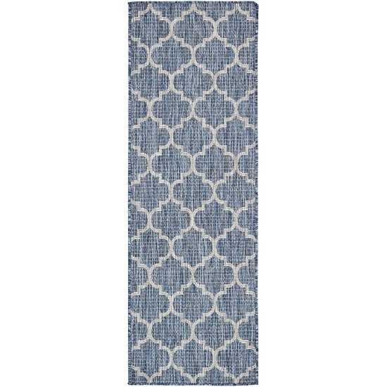 Rug Unique Loom Outdoor Trellis Navy Blue Runner 2' 0 x 6' 0