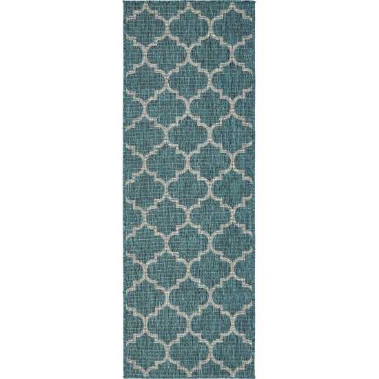 Rug Unique Loom Outdoor Trellis Teal Runner 2' 0 x 6' 0