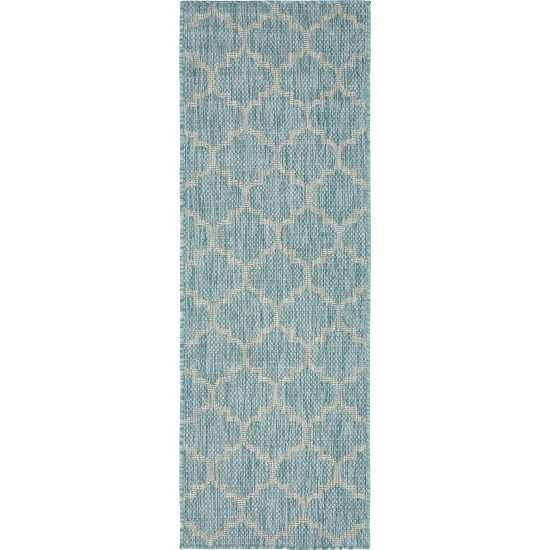 Rug Unique Loom Outdoor Trellis Aquamarine Runner 2' 0 x 6' 0