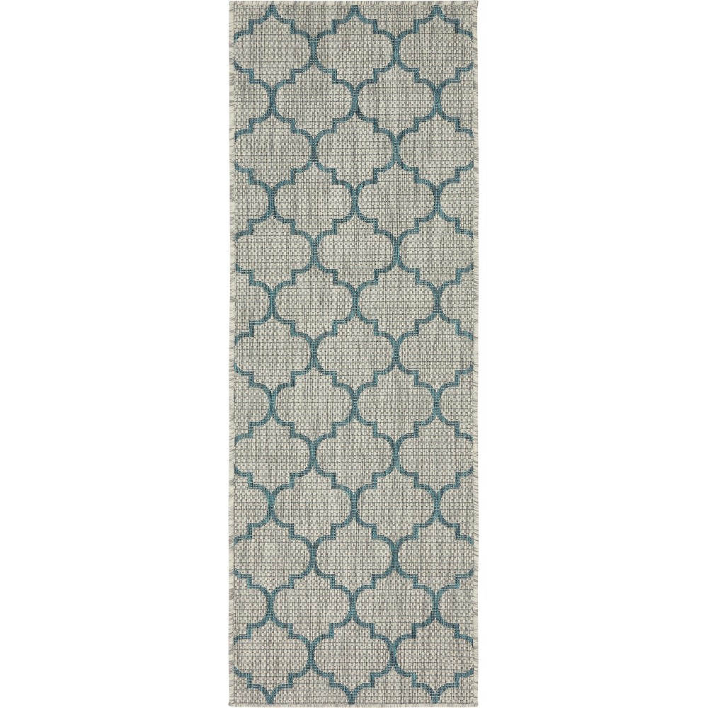 Rug Unique Loom Outdoor Trellis Blue Runner 2' 0 x 6' 0