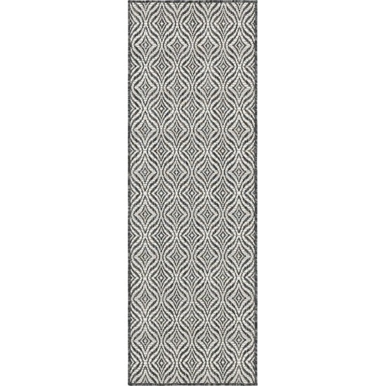 Rug Unique Loom Outdoor Trellis Charcoal Runner 2' 0 x 6' 0