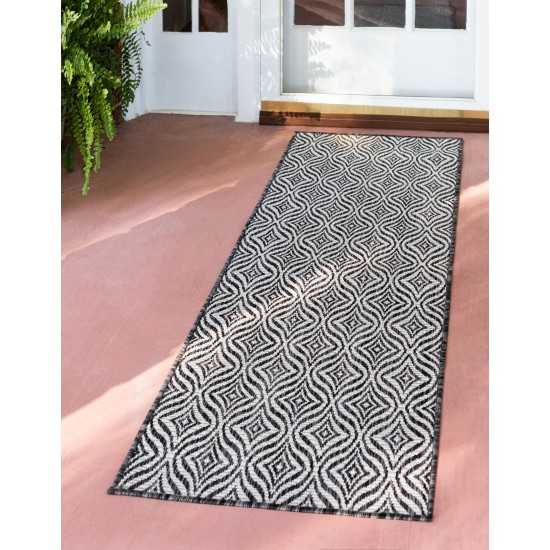 Rug Unique Loom Outdoor Trellis Charcoal Runner 2' 0 x 6' 0