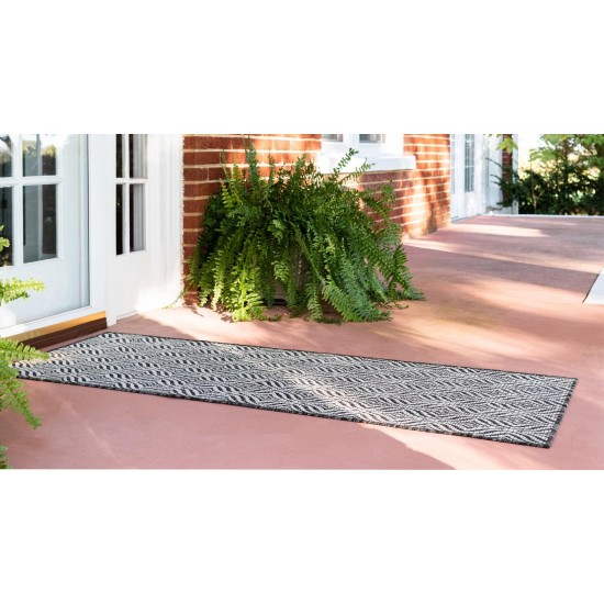 Rug Unique Loom Outdoor Trellis Charcoal Runner 2' 0 x 6' 0