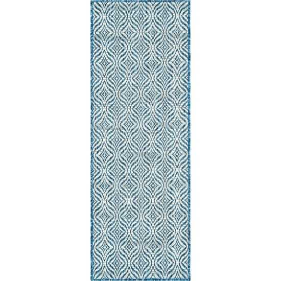 Rug Unique Loom Outdoor Trellis Navy Blue Runner 2' 0 x 6' 0