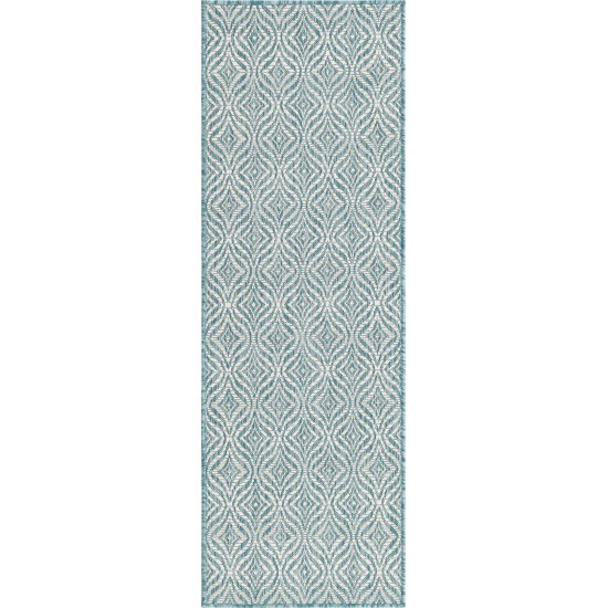 Rug Unique Loom Outdoor Trellis Blue Runner 2' 0 x 6' 0