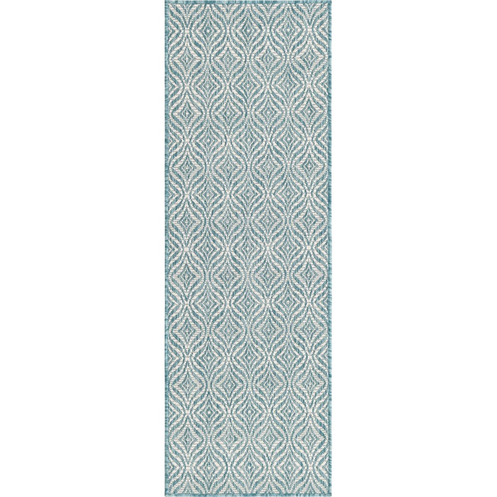 Rug Unique Loom Outdoor Trellis Blue Runner 2' 0 x 6' 0