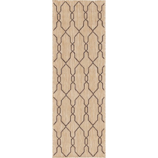 Rug Unique Loom Outdoor Trellis Tan Runner 2' 0 x 6' 0