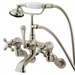 Kingston Brass Vintage Wall Mount Clawfoot Tub Faucet with Hand Shower, Brushed Nickel