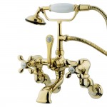 Kingston Brass Vintage Wall Mount Clawfoot Tub Faucet with Hand Shower, Polished Brass