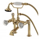 Aqua Vintage Celebrity Deck Mount Clawfoot Tub Faucet, Polished Brass