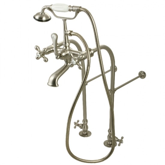 Kingston Brass Vintage Freestanding Clawfoot Tub Faucet with Hand Shower, Brushed Nickel