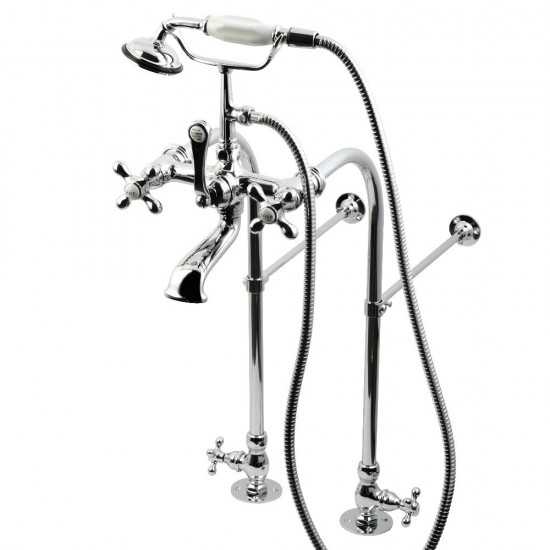 Kingston Brass Vintage Freestanding Clawfoot Tub Faucet with Hand Shower, Polished Chrome