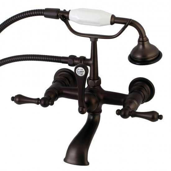 Kingston Brass Aqua Vintage 7-Inch Wall Mount Tub Faucet with Hand Shower, Oil Rubbed Bronze