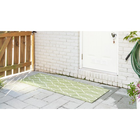 Rug Unique Loom Outdoor Trellis Green Runner 2' 0 x 6' 0