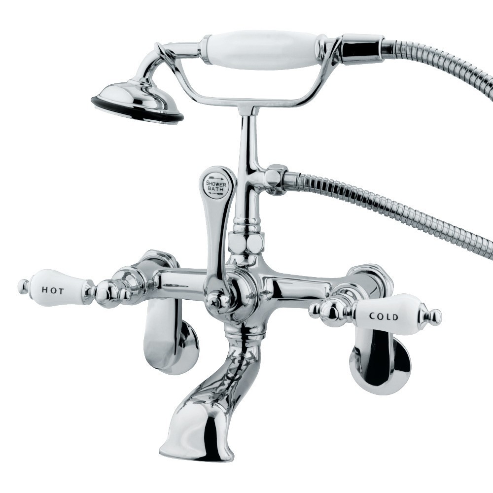 Kingston Brass Vintage Wall Mount Clawfoot Tub Faucet with Hand Shower, Polished Chrome Kingston Brass Vintage Wall Mount Clawfoot Tub Faucet with Hand Shower, Polished Chrome