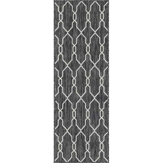 Rug Unique Loom Outdoor Trellis Charcoal Runner 2' 0 x 6' 0