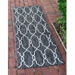 Rug Unique Loom Outdoor Trellis Charcoal Runner 2' 0 x 6' 0