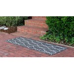 Rug Unique Loom Outdoor Trellis Charcoal Runner 2' 0 x 6' 0