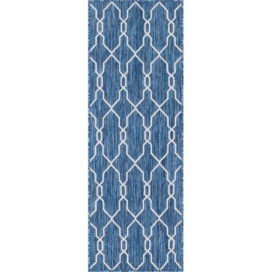 Rug Unique Loom Outdoor Trellis Navy Blue Runner 2' 0 x 6' 0