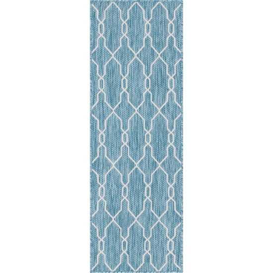 Rug Unique Loom Outdoor Trellis Blue Runner 2' 0 x 6' 0