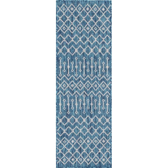 Rug Unique Loom Outdoor Trellis Teal Runner 2' 0 x 6' 0