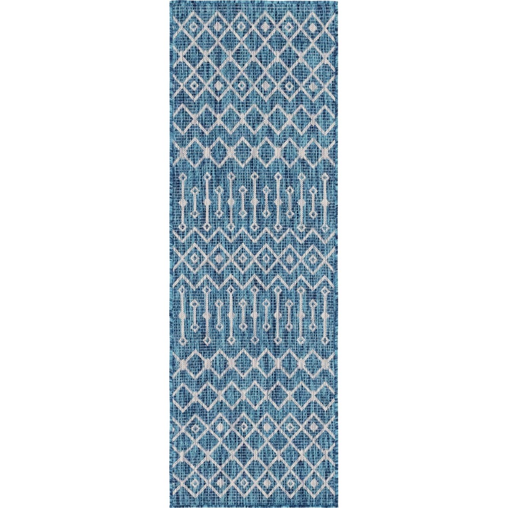 Rug Unique Loom Outdoor Trellis Teal Runner 2' 0 x 6' 0