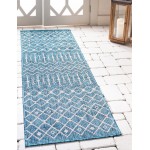 Rug Unique Loom Outdoor Trellis Teal Runner 2' 0 x 6' 0