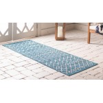 Rug Unique Loom Outdoor Trellis Teal Runner 2' 0 x 6' 0