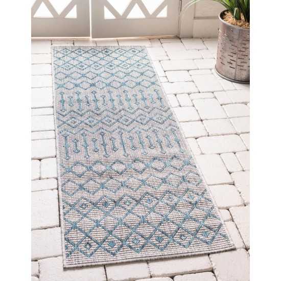 Rug Unique Loom Outdoor Trellis Gray Runner 2' 0 x 6' 0