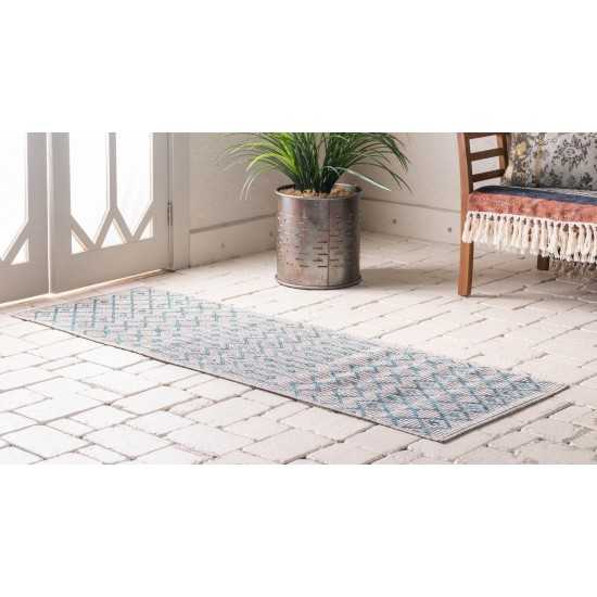 Rug Unique Loom Outdoor Trellis Gray Runner 2' 0 x 6' 0