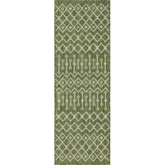 Rug Unique Loom Outdoor Trellis Green Runner 2' 0 x 6' 0