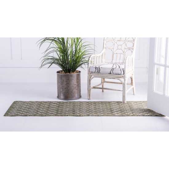 Rug Unique Loom Outdoor Trellis Green Runner 2' 0 x 6' 0