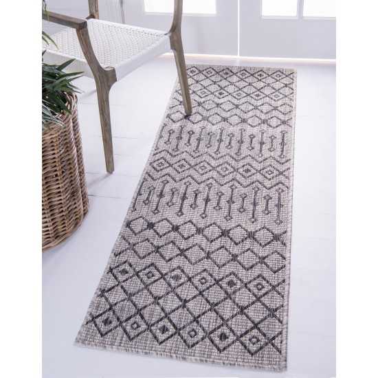 Rug Unique Loom Outdoor Trellis Light Gray Runner 2' 0 x 6' 0