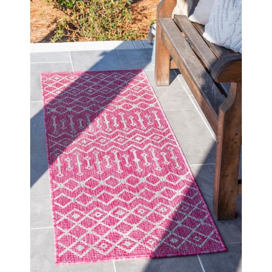 Rug Unique Loom Outdoor Trellis Pink Runner 2' 0 x 6' 0