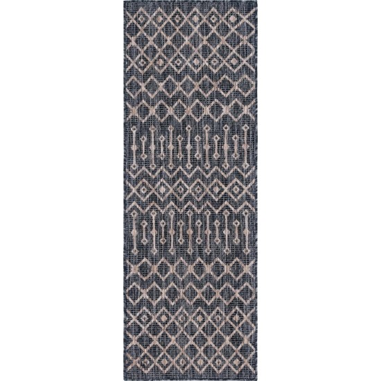 Rug Unique Loom Outdoor Trellis Charcoal Gray Runner 2' 0 x 6' 0