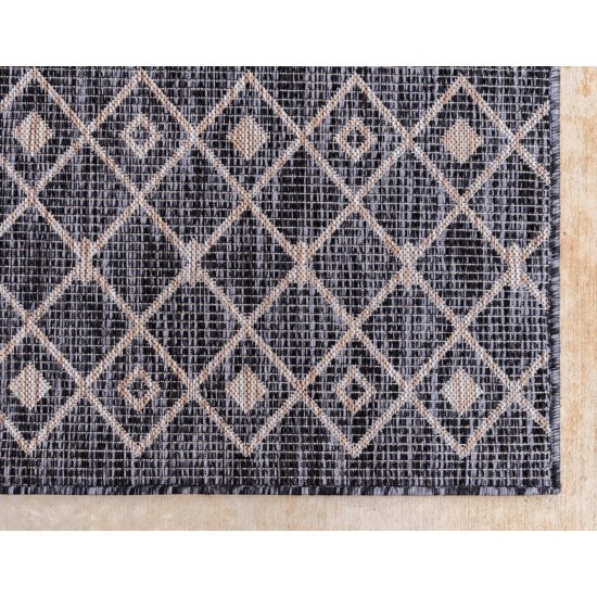 Rug Unique Loom Outdoor Trellis Charcoal Gray Runner 2' 0 x 6' 0