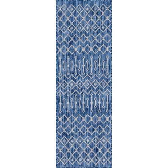 Rug Unique Loom Outdoor Trellis Blue Runner 2' 0 x 6' 0