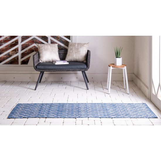 Rug Unique Loom Outdoor Trellis Blue Runner 2' 0 x 6' 0