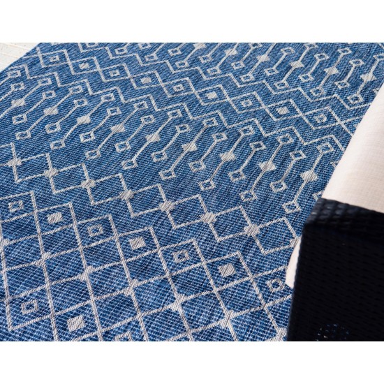 Rug Unique Loom Outdoor Trellis Blue Runner 2' 0 x 6' 0