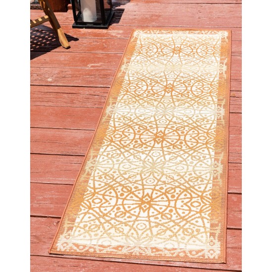 Rug Unique Loom Outdoor Trellis Beige/Brown Runner 2' 0 x 6' 0