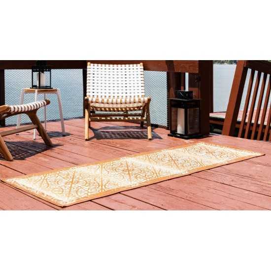 Rug Unique Loom Outdoor Trellis Beige/Brown Runner 2' 0 x 6' 0