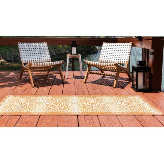 Rug Unique Loom Outdoor Trellis Beige/Brown Runner 2' 0 x 6' 0