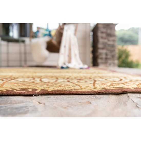 Rug Unique Loom Outdoor Trellis Beige/Brown Runner 2' 0 x 6' 0