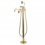 Kingston Brass Kaiser Freestanding Tub Faucet with Hand Shower, Polished Brass