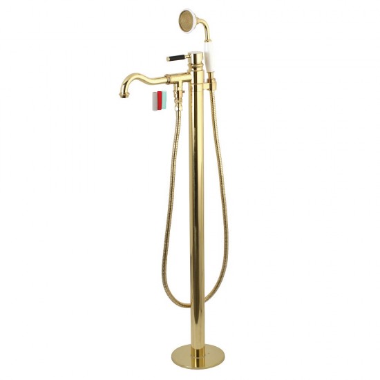 Kingston Brass Kaiser Freestanding Tub Faucet with Hand Shower, Polished Brass