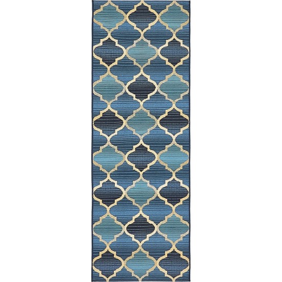 Rug Unique Loom Outdoor Trellis Blue Runner 2' 0 x 6' 0