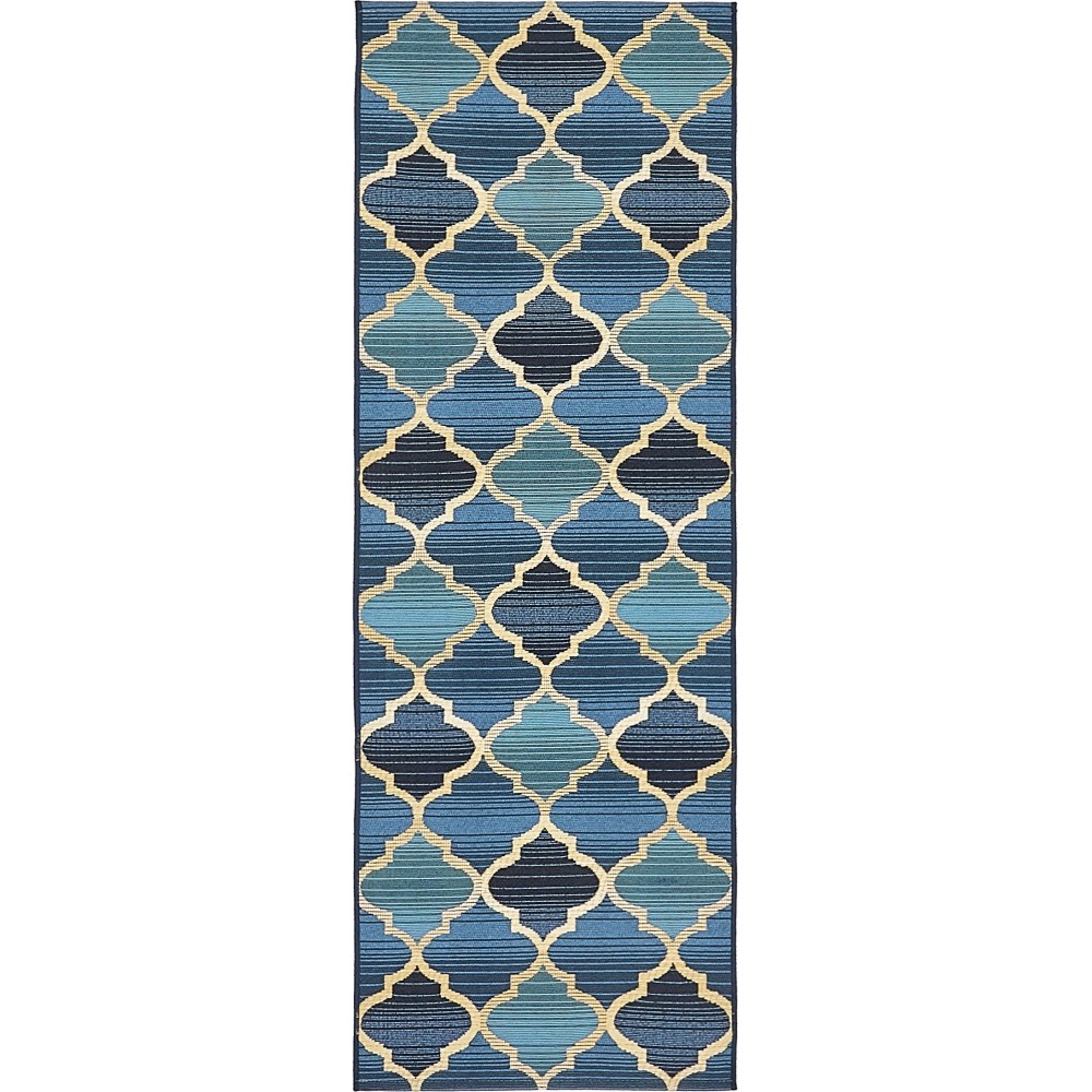 Rug Unique Loom Outdoor Trellis Blue Runner 2' 0 x 6' 0