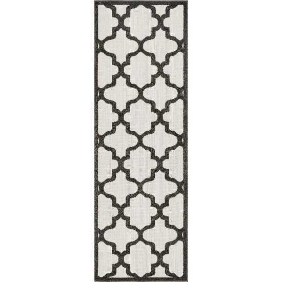 Rug Unique Loom Outdoor Trellis Black Runner 2' 0 x 6' 0